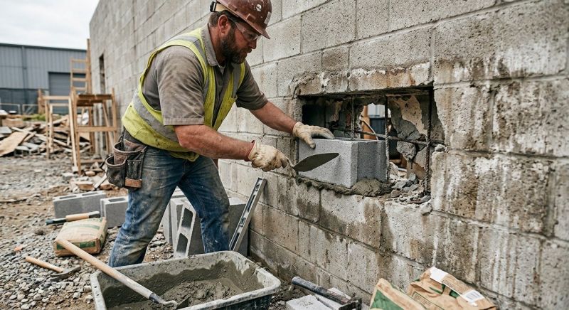 Cinder Block Wall Repair in Bethany, CT