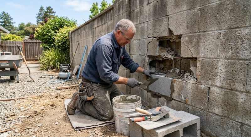 Cinder Block Wall Repair in Durham, CT