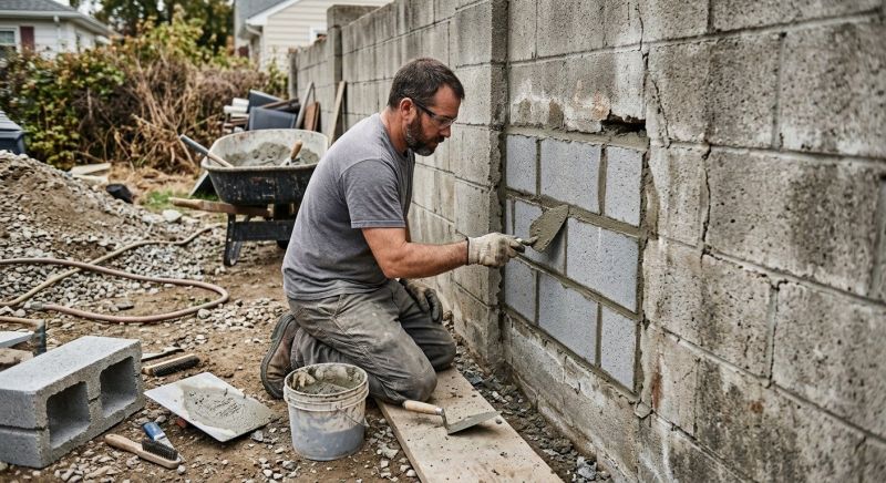 Cinder Block Wall Repair in Guilford, CT